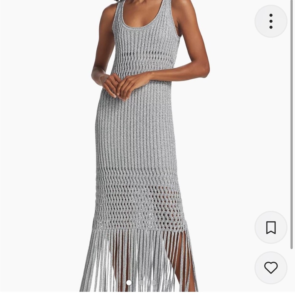 SIMKHAI Jocelyn Open-Stitch Fringe Maxi Dress